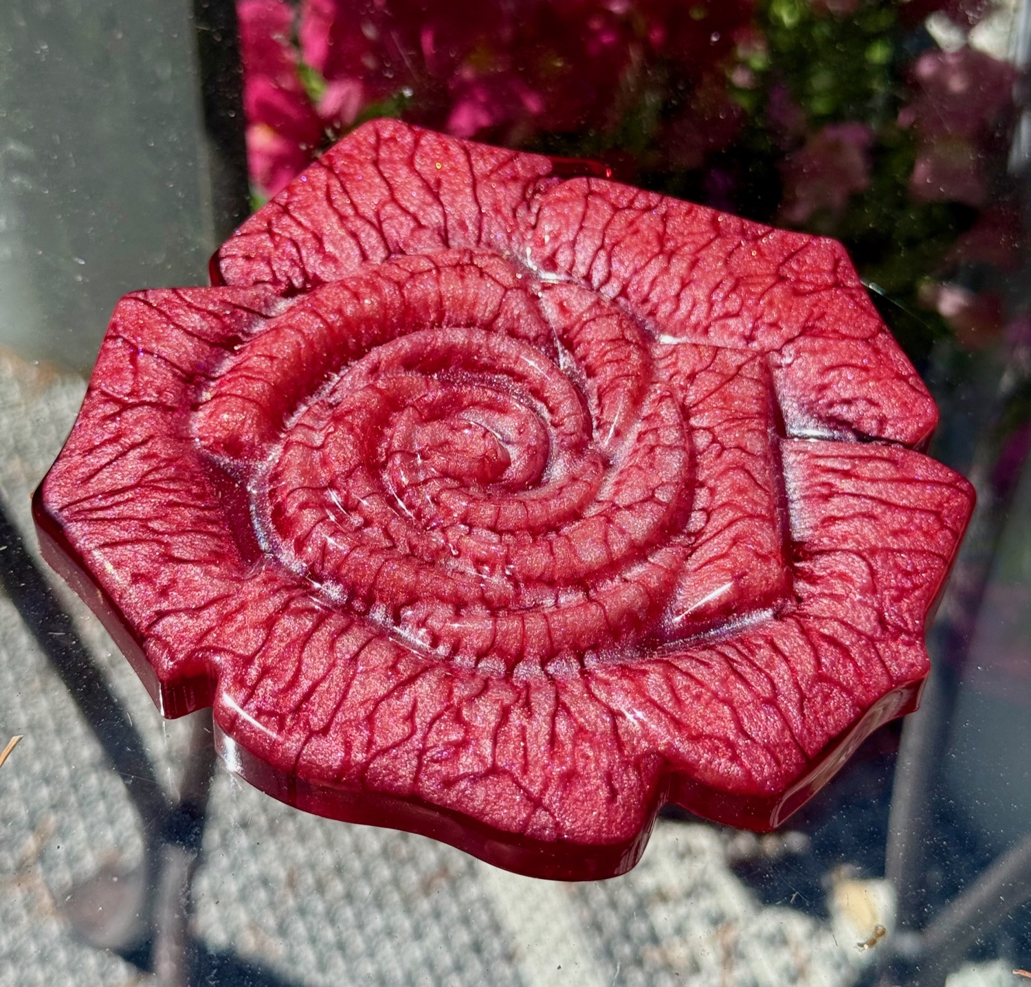 Red Crackling Rose coaster