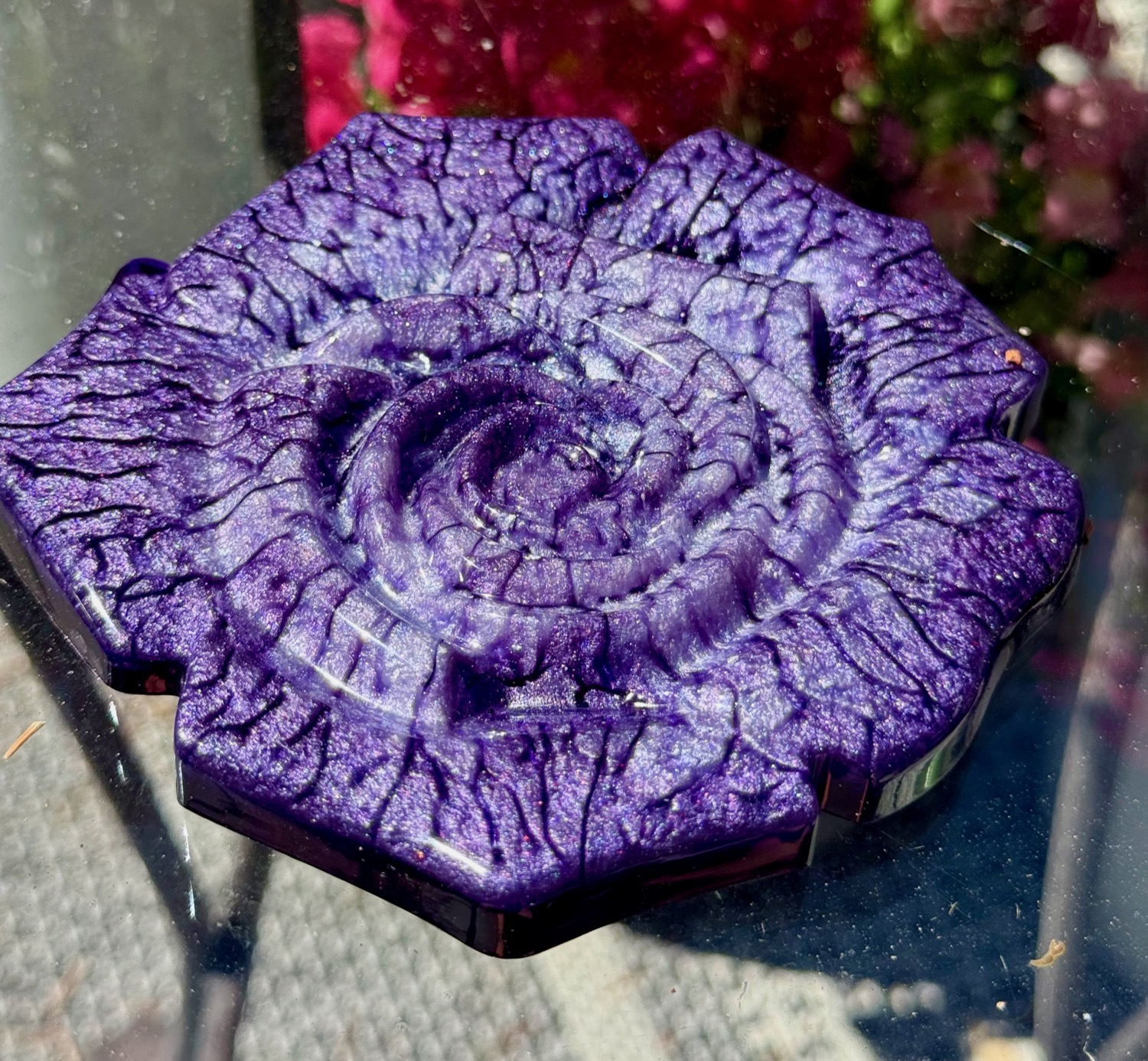 Purple Crackling Rose coaster