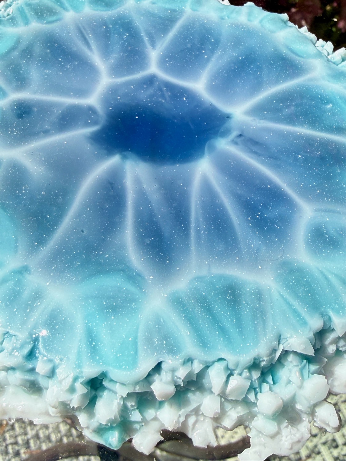 Ice Blue Geode coaster outdoor close-up