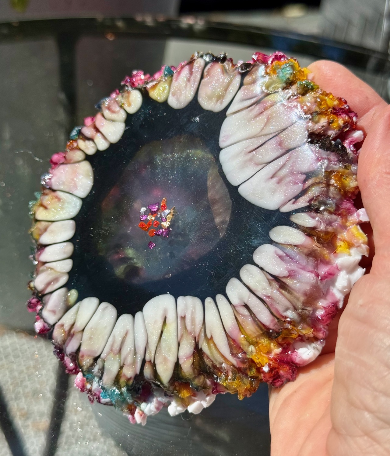 Galaxy Petal coaster outdoor close-up