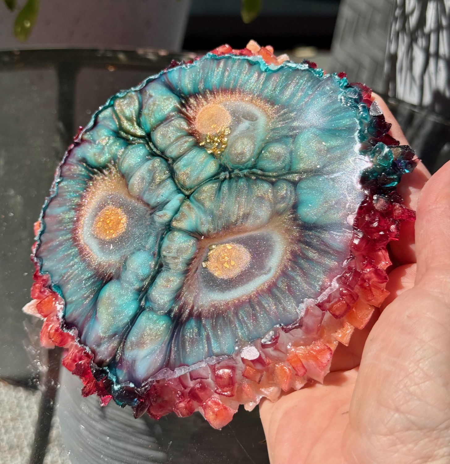 Coral Eye coaster outdoor view